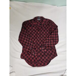 VTG Levi's Sutter Creek Portugal Red Black Checkered Flannel Shirt L EUC